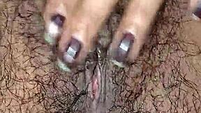 Close-Up of Desi Housewife's Juicy Hairy Pussy Lips