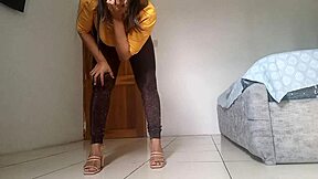 Latina milf with big tits massages pussy lips before squirting orgasm solo