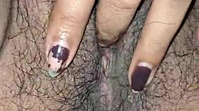 Close-Up of Desi Housewife's Juicy Hairy Pussy Lips