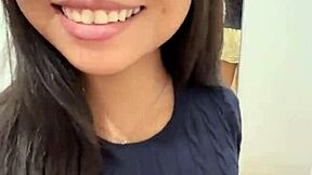 Hey 18yo asian teen sucks cock in fitting room then swallows cum