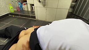 skinny schoolgirl hijastra bent over for padrastro's huge cock pounding.