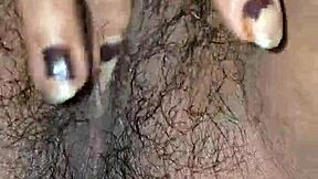 Close-Up of Desi Housewife's Juicy Hairy Pussy Lips