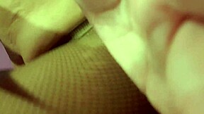 Cuckold slave kneels to lap up blonde femdom's fresh cum load