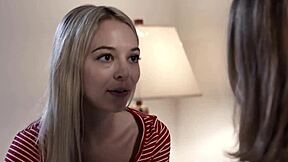 does stepdaughter's tongue dive deep into stepmom's shaved milf pussy?