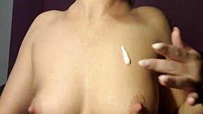 Cuckold slave kneels to lap up blonde femdom's fresh cum load