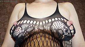 pregnant milf with skinny legs models sexy outfits, tights, elastic booty, hairy puffy pussy, big nipple natural tits in homemade foot fetish