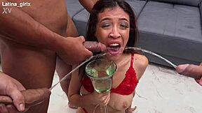 Gemma Leone's Skinny Latina Ass Takes Strong Double Penetration and Milks Cocks