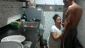 stepsister's boyfriend can't resist my huge ass and creampies me in kitchen