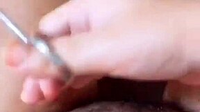 hotwife spreads hairy pussy wide while cleaning up her sloppy beaver slut style