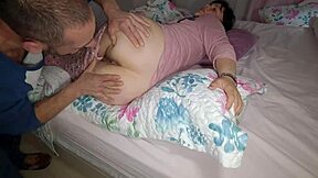 my horny stepmom's hairy pussy gets fucked deep close up creampie finish