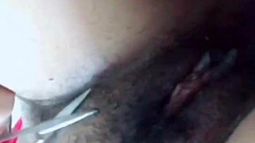 hotwife spreads hairy pussy wide while cleaning up her sloppy beaver slut style