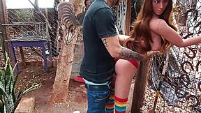 watch me pay her to fuck her ass with sex toy outdoors!