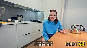 Debt4k babe jumps cock fucks tight asshole keeps apartment