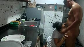 stepsister's boyfriend can't resist my huge ass and creampies me in kitchen