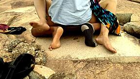 Widow Aunt Rides Monster Cock in Jungle Public!