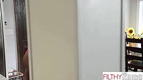 Stepdaddy's Big Black Cock Pounds Ebony Pussy Doggystyle Missionary Cowgirl