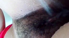 hotwife spreads hairy pussy wide while cleaning up her sloppy beaver slut style