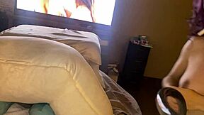 Sexy lingerie teen's tight shaved ass pussy stretched slow by big toys