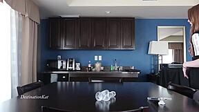 Hey, watch me slam this dildo deep into my pussy right on the desk