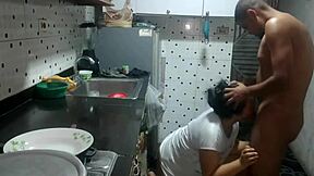 stepsister's boyfriend can't resist my huge ass and creampies me in kitchen