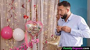 she gets a sensual family rubdown that turns into steamy group play after work