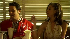 Blonde and brunette big tits babes in bed start chit chatting then kiss lick and toy shaved pussies romantically