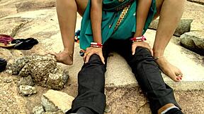 Widow Aunt Rides Monster Cock in Jungle Public!