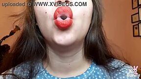 curvy brunette with big natural tits smokes cigarette in close-up pov fetish