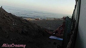flashing cock near stepdaughter public beach she strokes risky cumshot voyeur real