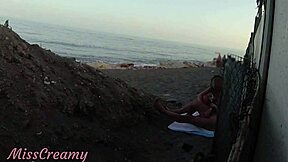 flashing cock near stepdaughter public beach she strokes risky cumshot voyeur real