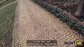 hunt4k girl in bodysuit picks up rich guy for public outdoor pov fuck with small tits