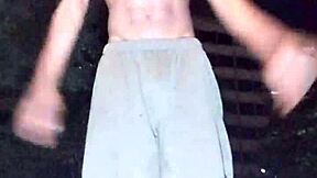 athletic brunette daddy picks up cute homemade gym workout cock ride