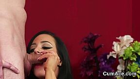 Foxy Idol Swallows Faceful of Cum After Bukkake Blast