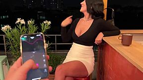 Orgasm tease in Paris cafe. Best blowjob in public toilet