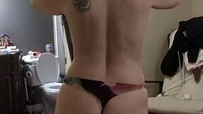 curvy subsecretary strips slow during steamy workout tease