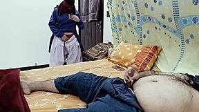 DESI schoolgirl spies stepdaddy STROKING then spreads for his FAT cock SEX