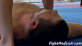 Pussylicking athletic babe wrestles tattooed pretty dyke in lesbian catfight