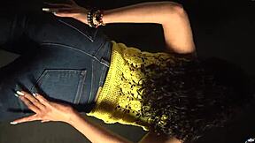 long nails tease as ass sways seductively to music in sexy outfit