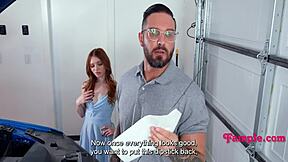 Stepdaughter, why won't you let stepdaddy work while craving your rough teen creampie pounding?