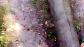 german nylon fetish babe balances outdoors in sheer pantyhose tease