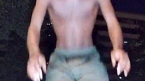 athletic brunette daddy picks up cute homemade gym workout cock ride