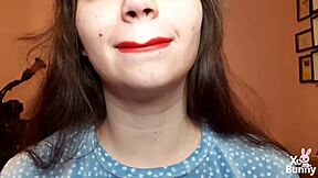 curvy brunette with big natural tits smokes cigarette in close-up pov fetish