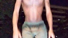 athletic brunette daddy picks up cute homemade gym workout cock ride