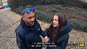 hunt4k girl in bodysuit picks up rich guy for public outdoor pov fuck with small tits