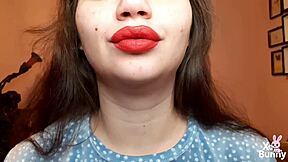 curvy brunette with big natural tits smokes cigarette in close-up pov fetish