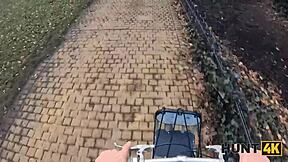 hunt4k girl in bodysuit picks up rich guy for public outdoor pov fuck with small tits