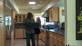 Blonde model spreads her wet pussy for massive black cock pounding her big ass deep in interracial frenzy