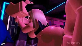 Three big asses and tits grinding in wild Roblox group sex