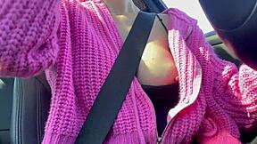 juicy italian milf artemisia flashes massive tits on car ride before mommy rides cock outdoors