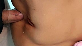keep pounding her tight shaved ass with double toys close up